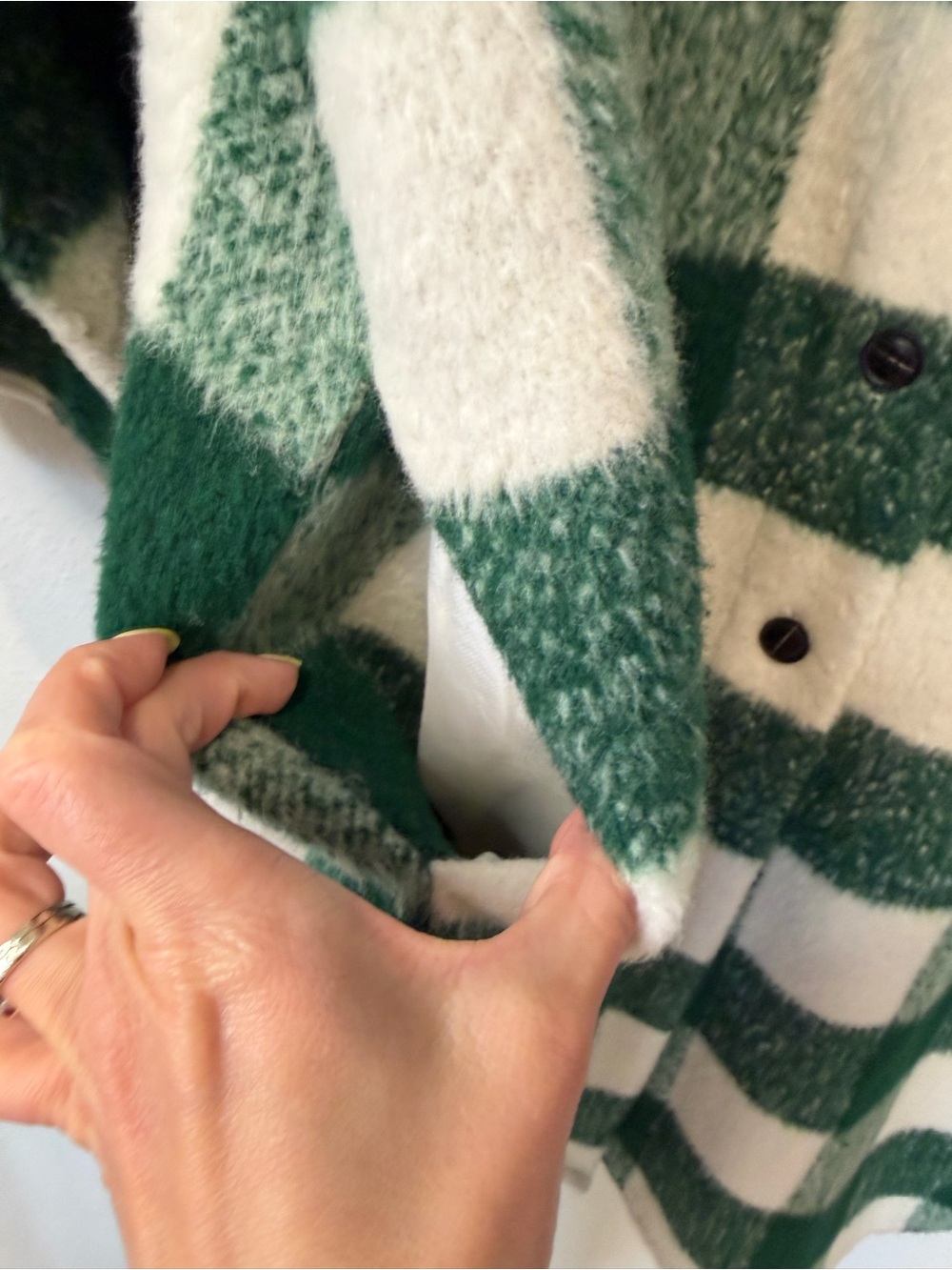 Zara Green and White Buffalo Check Long Shacket - Picture 9 of 14